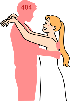 Lonely woman hugs fictional man, experiencing psychological distress due to absence of boyfriend. Lonely girl invented non-existent groom with number 404 on head needs help of psychotherapist png