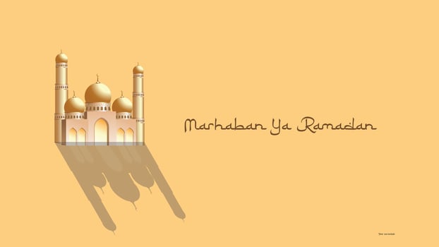 Golden Mosque of ramadan celebration background illustration. vector