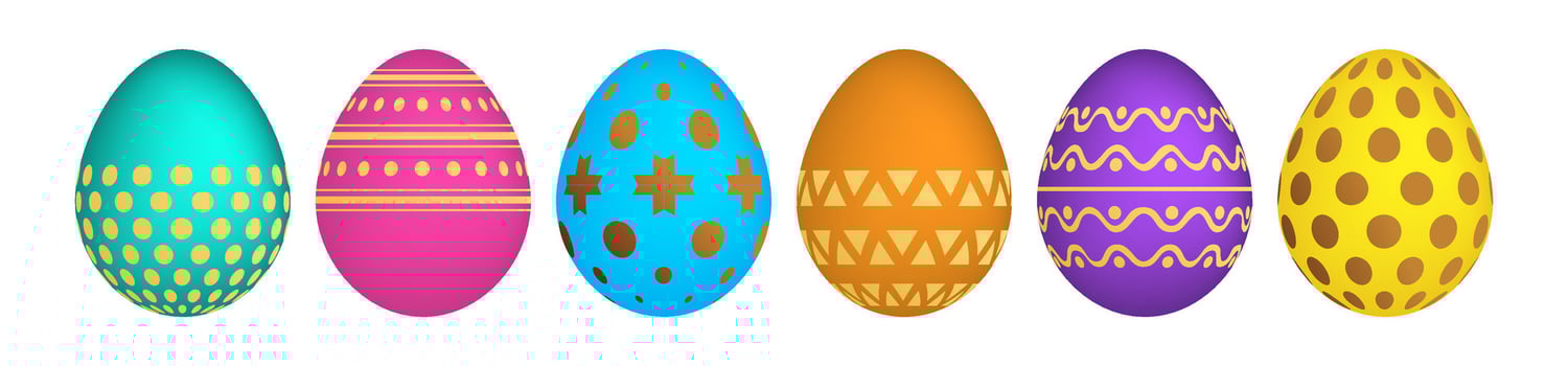 Set of six colorful Easter eggs vector