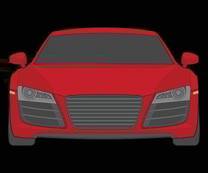 front view Vector Illustration of Isolated highlight  color car on black background, Vehicle in a Flat Cartoon Style.