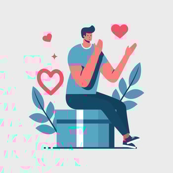 Flat Vector Illustration a Man Waiting for the Love