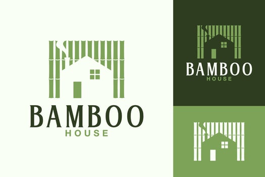 Asian Bamboo House Wood Forest Logo Design vector