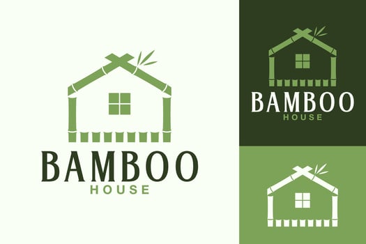Asian Bamboo House Wood Forest Logo Design vector