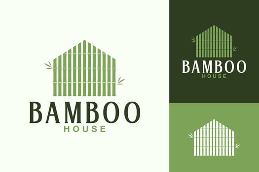 Asian Bamboo House Wood Forest Logo Design vector