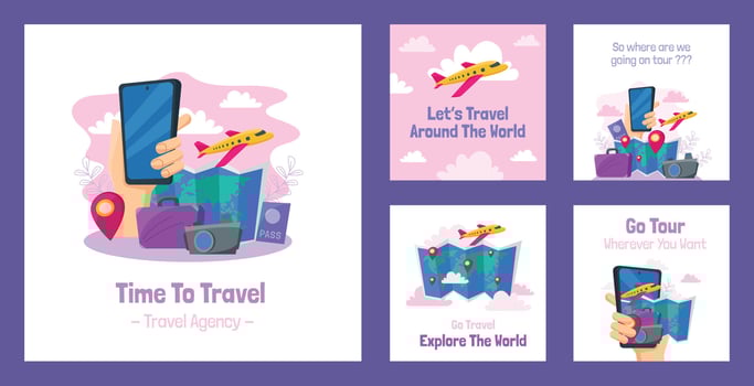 Flat Travel IG Post vector