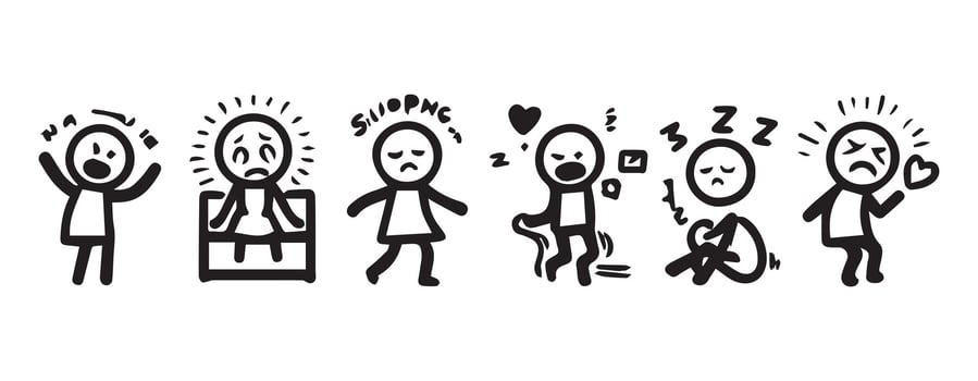 Set of stick figures in different emotions vector