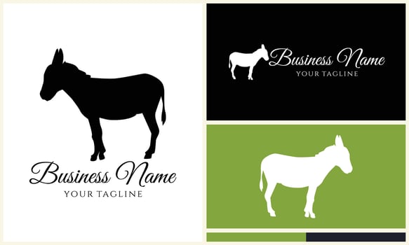 silhouette donkey horse logo template vector