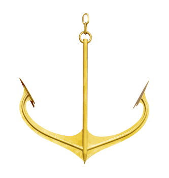 Gold color anchor isolated png