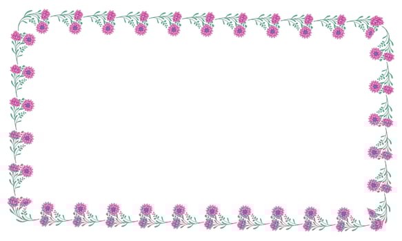 Vector hand drawn floral frame on white background