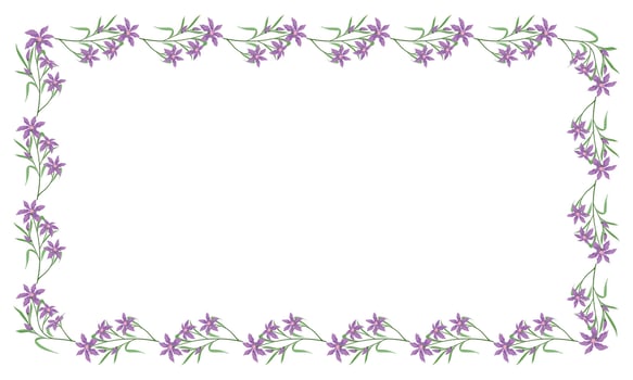Vector hand drawn floral frame on white background