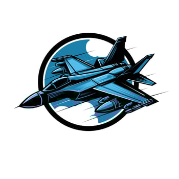 blue jet fighter logo illustration vector