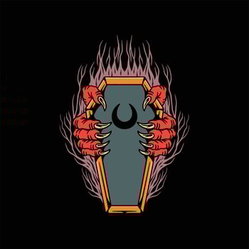 dark coffin tattoo vector design