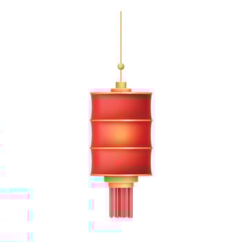 vector red chinese lantern of circular shape realistic composition with flattened festive lantern