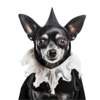 AI generated a chihuahua dressed as a clown Halloween png