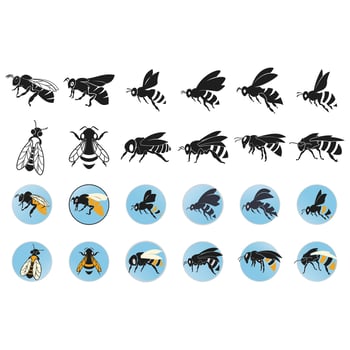 Icon set animal bee logo vector