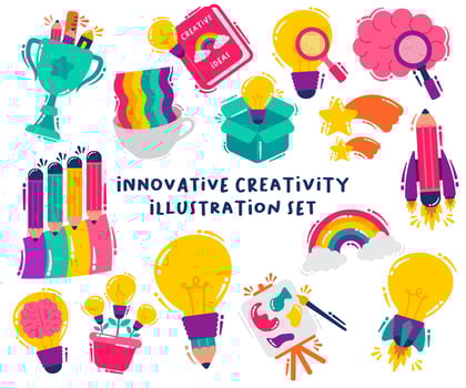Set of Illustrations Creative Ideas and Innovation vector