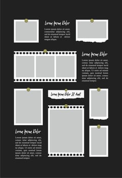 Pictures or photos frame collage. comics page grid layout abstract photo frames and digital photo wall template vector