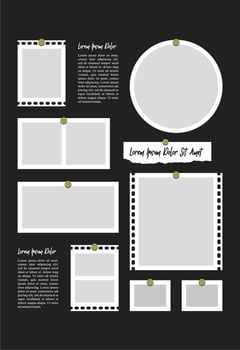 Pictures or photos frame collage. comics page grid layout abstract photo frames and digital photo wall template vector