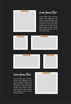 Pictures or photos frame collage. comics page grid layout abstract photo frames and digital photo wall template vector