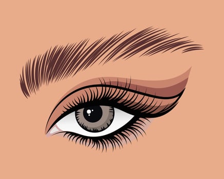 Female eye, face, art aesthetics poster. Beauty and fashion concept. Illustration, vector
