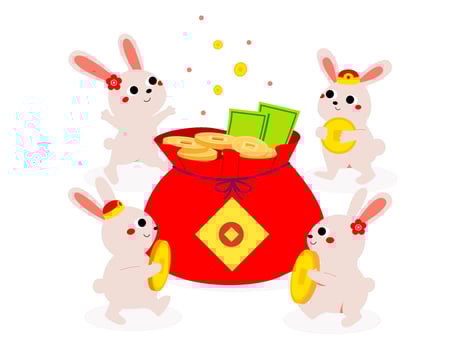 Chinese Rabbit Illustration Cute Bunny New Year vector