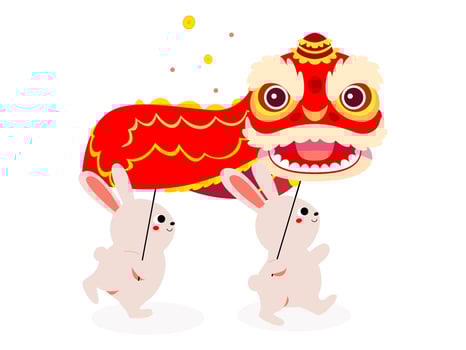 Chinese Rabbit Illustration Cute Bunny New Year vector