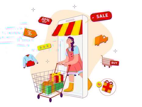 Chinese New Year Sale Offer Discount Online Shop Illustration vector