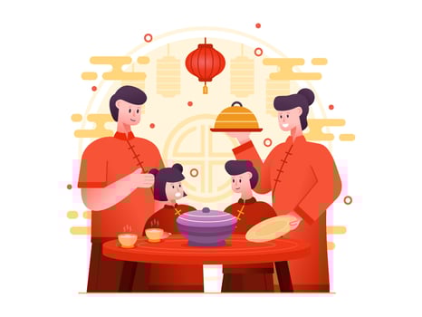 Happy Family Chinese Culture Lunar New Year Ornament Illustration vector