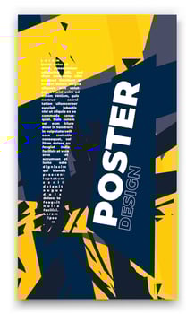a close up of a poster with a yellow and black background vector