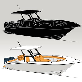 Fishing boat vector-art and one color vector
