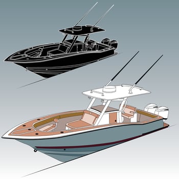 Fishing boat vector-art and one color vector