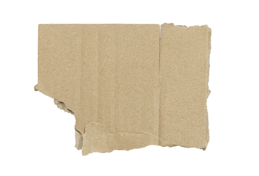 Kraft cardboard piece ripped edge. Isolated on a transparent background png