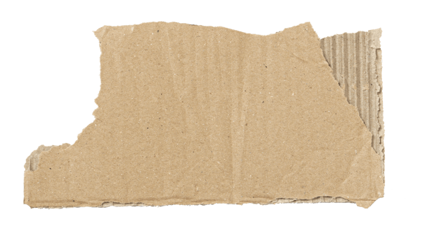 Kraft cardboard piece ripped edge. Isolated on a transparent background png
