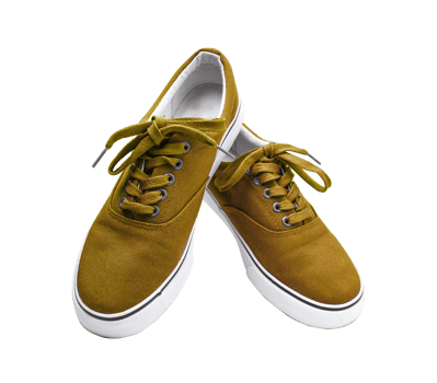 A pair of olive color canvas shoes isolated on transparent background png