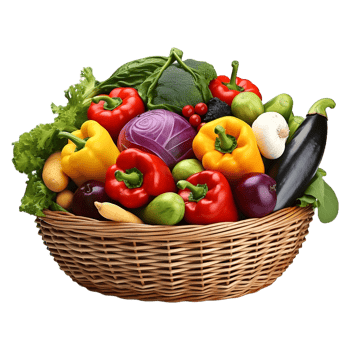 AI generated 3D Rendering of a Vegetables in a Basket on Transparent Background - Ai Generated png