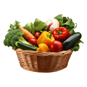 AI generated 3D Rendering of a Vegetables in a Basket on Transparent Background - Ai Generated png
