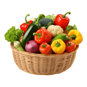 AI generated 3D Rendering of a Vegetables in a Basket on Transparent Background - Ai Generated png