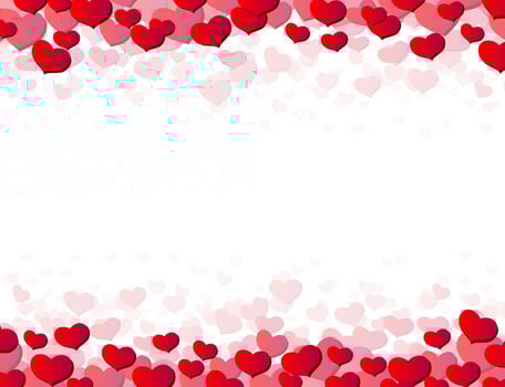 Valentines Day card with scattered hearts vector