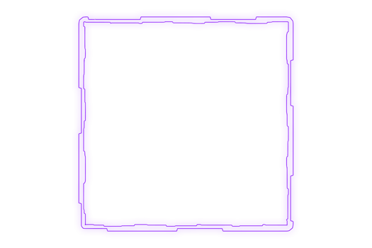Square futuristic sci fi frame with purple glow png