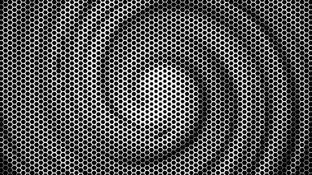 Hexagonal geometric swirl background. Halftone hexagon shapes technology background. Abstract geometric swirling pattern. Hexagon shadow gradient with hexagonal pattern. Vector Illustration.