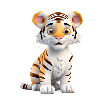 AI generated 3D Cartoon Artistic Style Tiger Baby Tiger Cute Tiger Logo Illustration Painting Drawing No Background png