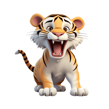 AI generated 3D Cartoon Artistic Style Tiger Baby Tiger Cute Tiger Logo Illustration Painting Drawing No Background png