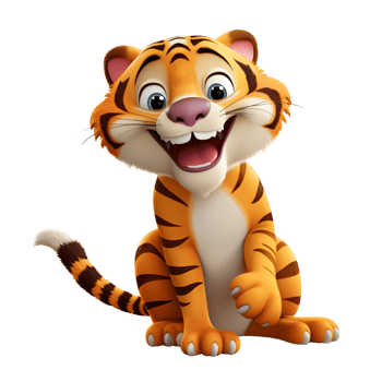 AI generated 3D Cartoon Artistic Style Tiger Baby Tiger Cute Tiger Logo Illustration Painting Drawing No Background png