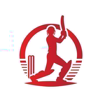 Cricket Player Logo With Ring Style Vector