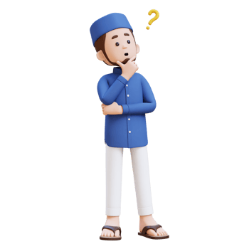 3D Characters of Muslim Man confused and thinking pose perfect for banner, web dan marketing material png