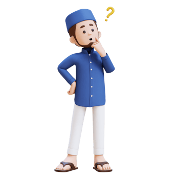3D Characters of Muslim Man confused and thinking pose perfect for banner, web dan marketing material png