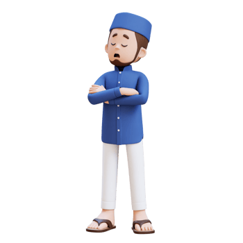 3D Characters of Muslim Man in pose of denial of dissatisfaction perfect for banner, web dan marketing material png