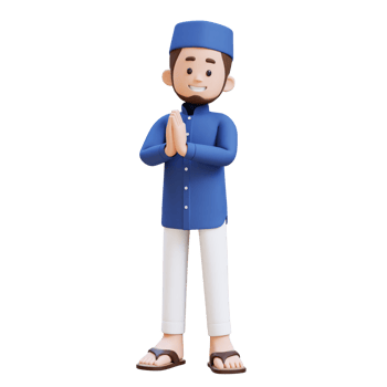 3D Characters of Muslim Man  give salam and welcoming pose perfect for banner, web dan marketing material png