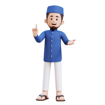 3D Characters of Muslim Man talking and explaining pose perfect for banner, web dan marketing material png