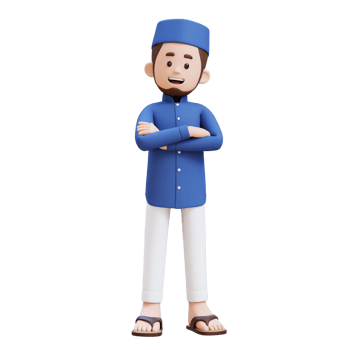 3D Characters of Muslim Man crossed arm pose perfect for banner, web dan marketing material png